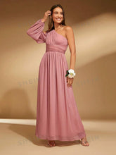 1pc One Shoulder Ruched Bridesmaid Dress